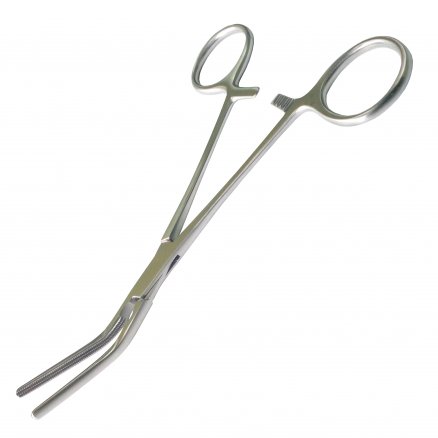 Затискач по DARDIK атравматичний загального призначення, кровоспинний, зігнутий під кутом 30 градусів. Довжина 17,0 см